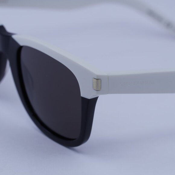 Saint Laurent SL51 049 Sunglasses White/Black Square Frame, Grey Lenses - Picture 2 of 10